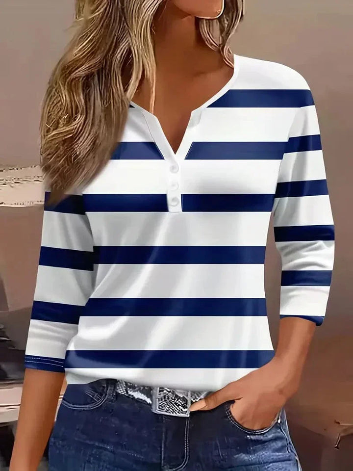 Top For Women | Striped Henley Style