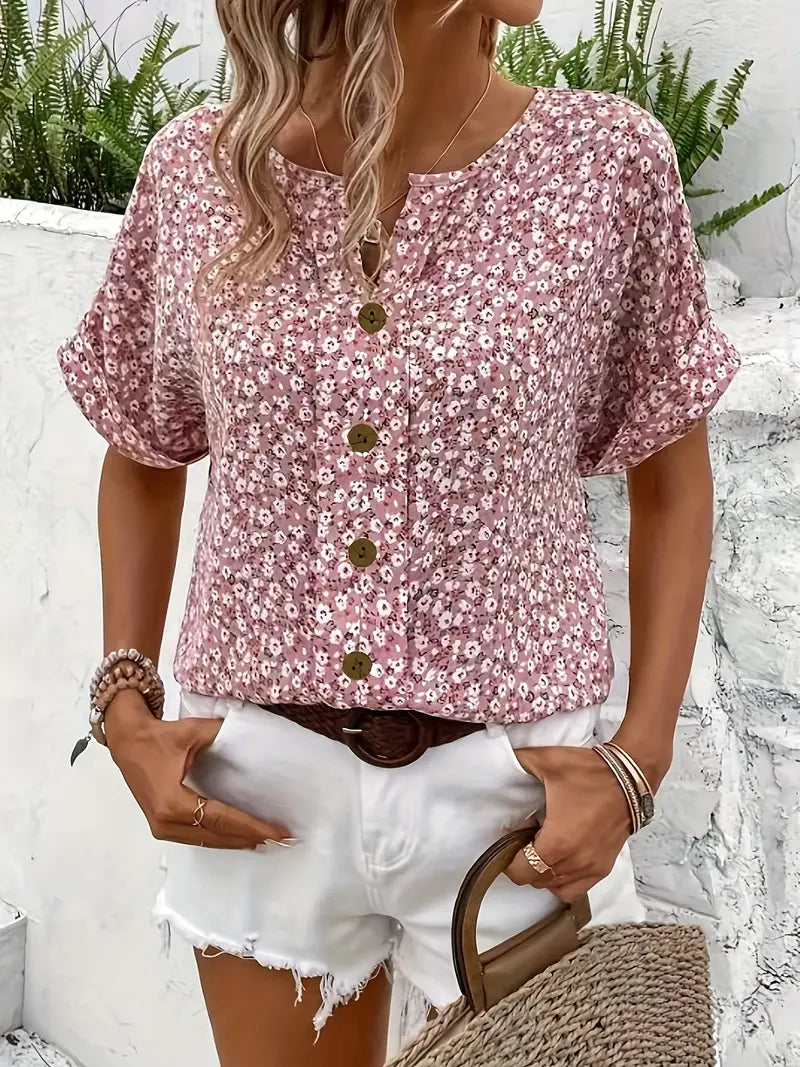 Women’s Blouse | Floral Button-Front
