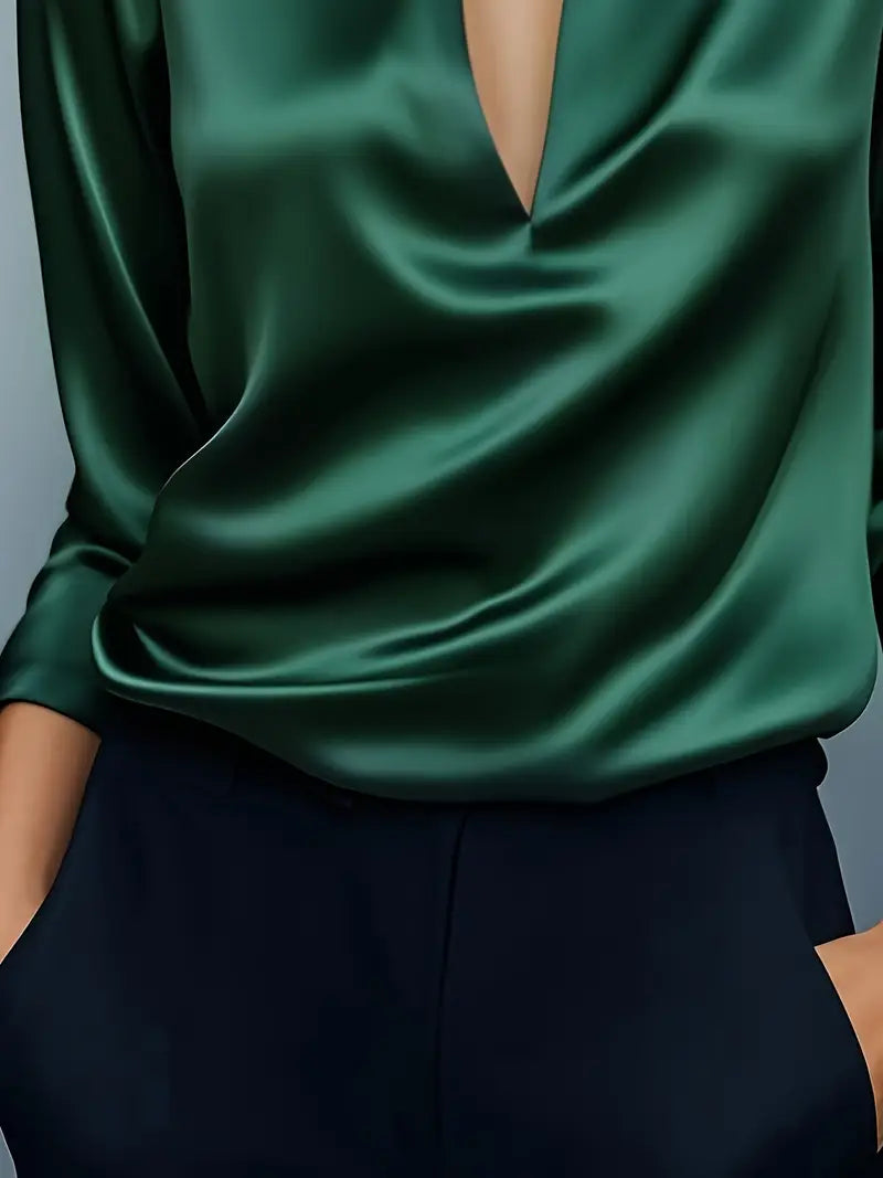 Blouse For Women | Draped Neck Long Sleeve