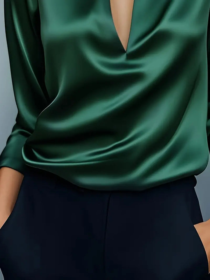 Blouse For Women | Draped Neck Long Sleeve