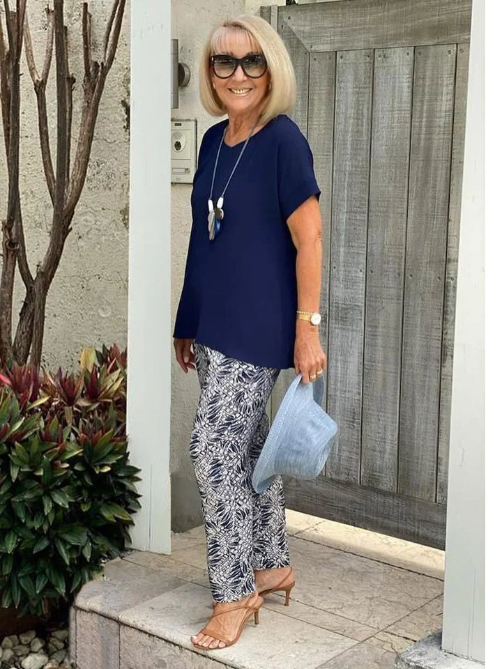 Women's Two-Piece Set | Short-Sleeve Patterned