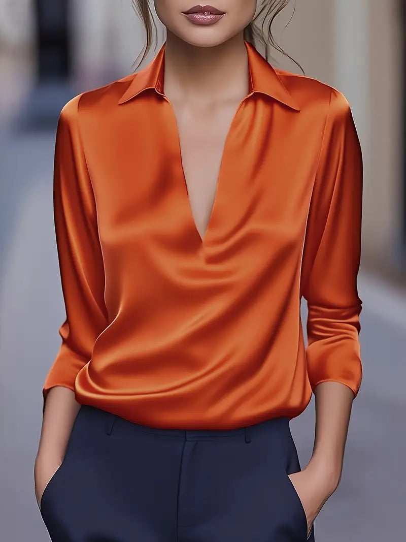 Blouse For Women | Draped Neck Long Sleeve