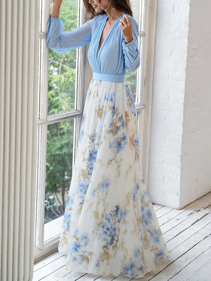 Women's Boho Maxi Dress | V-Neck Floral