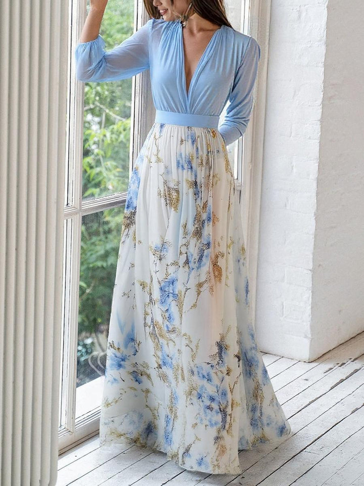 Women's Boho Maxi Dress | V-Neck Floral
