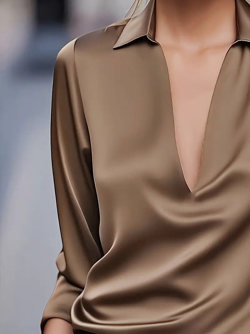 Blouse For Women | Draped Neck Long Sleeve