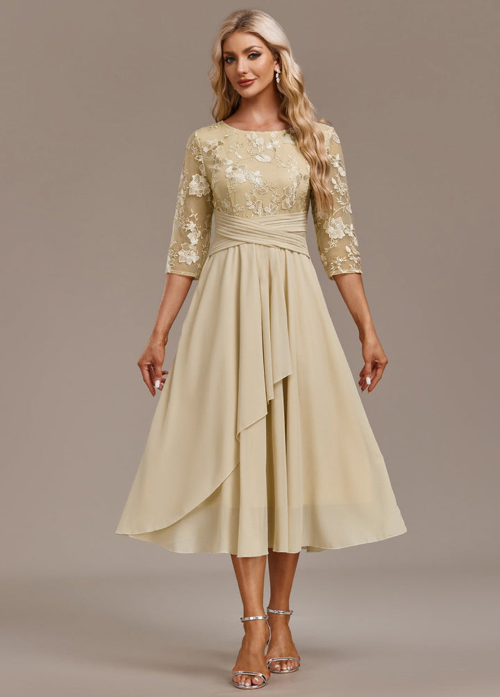 Women’s Dress | Midi Chiffon Skirt with Floral Lace Detail