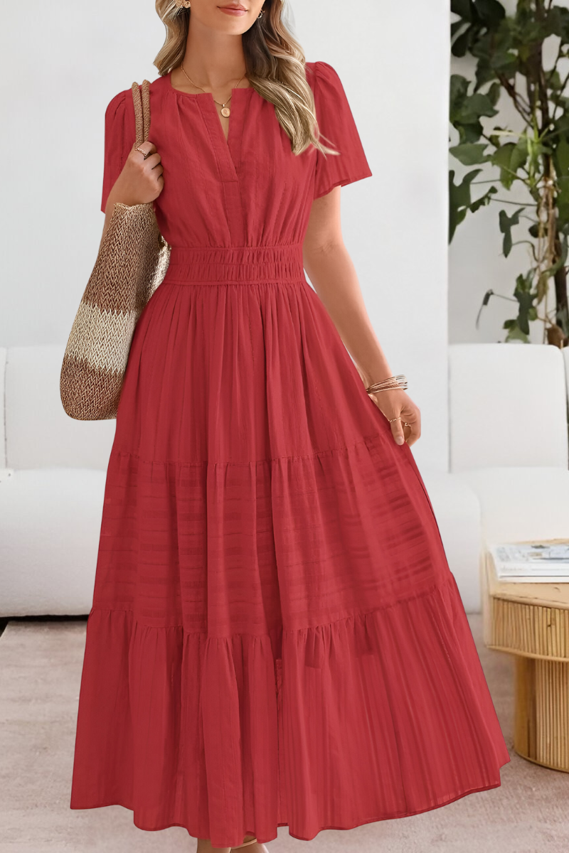 Women's Dress | Short Sleeve Maxi Tiered Skirt