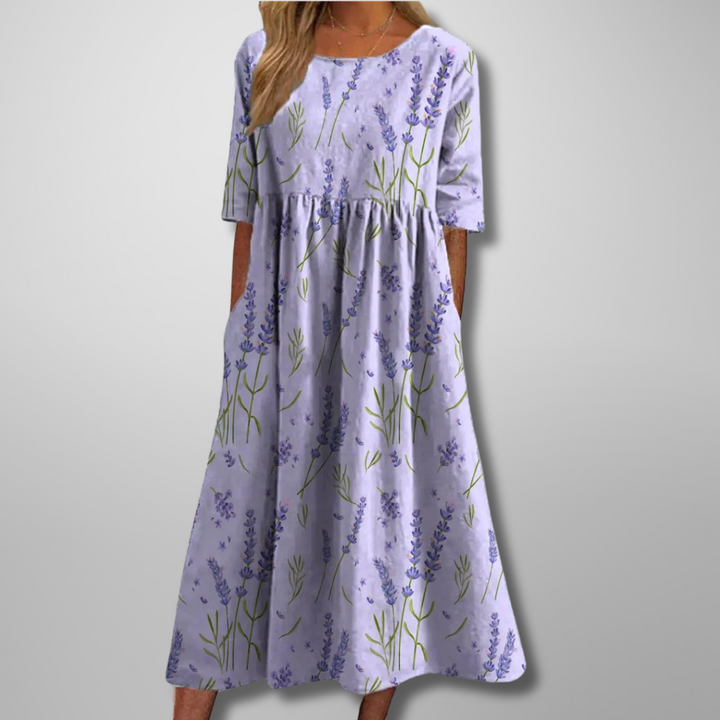 Dress For Women | Midi Round Neck Floral