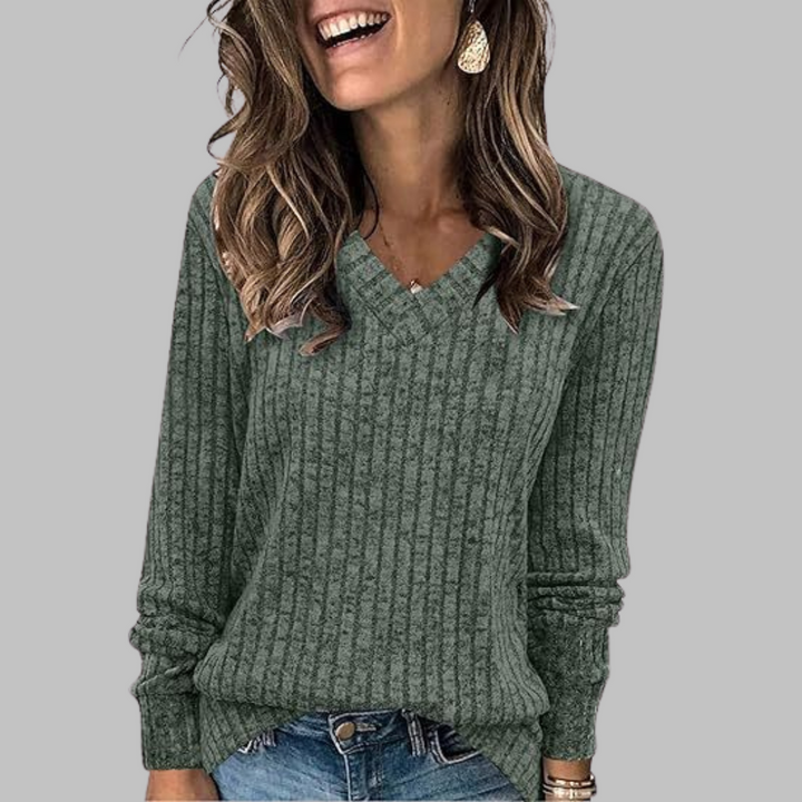 Women's oversized knit jumper with vertical rib texture