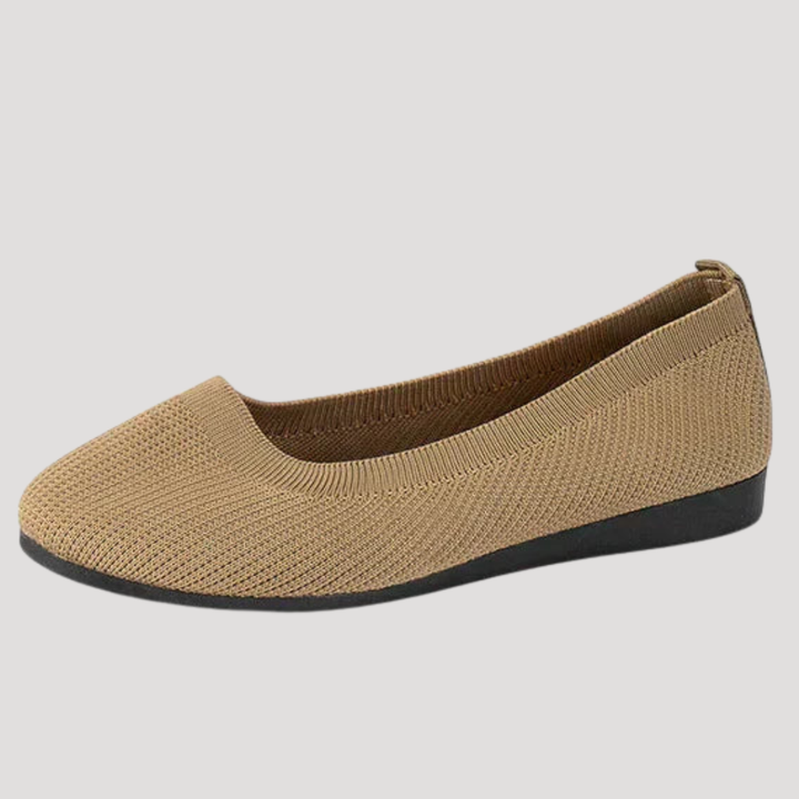 Women's textured knit flat shoes with round toes and low flat soles
