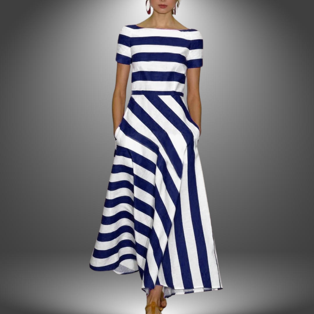 Evening Dress for Women | Maxi Red & White Striped