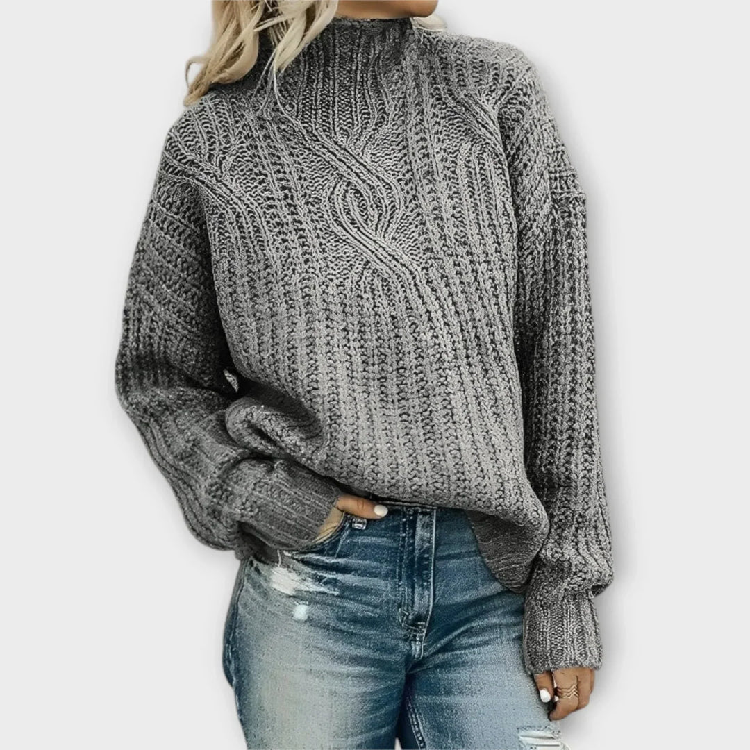 Sweater for Women | Warm Cable-Knit Mock Neck