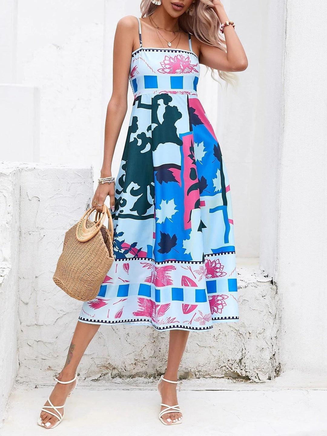 Women's Boho Midi Dress | Squareneck