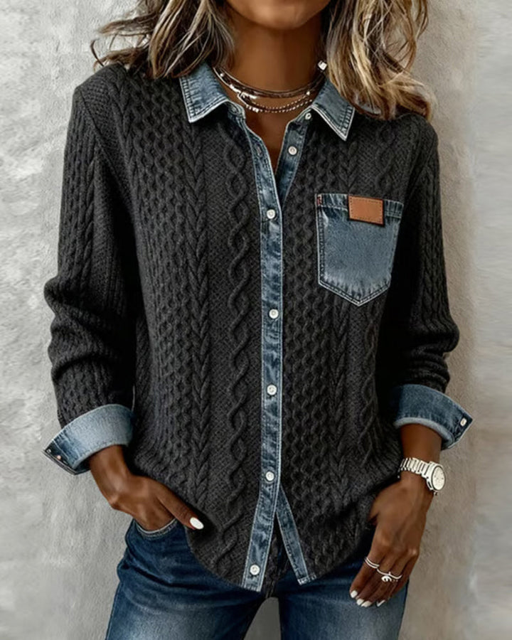 Women’s Blouse | Cable-Knit Long-Sleeve
