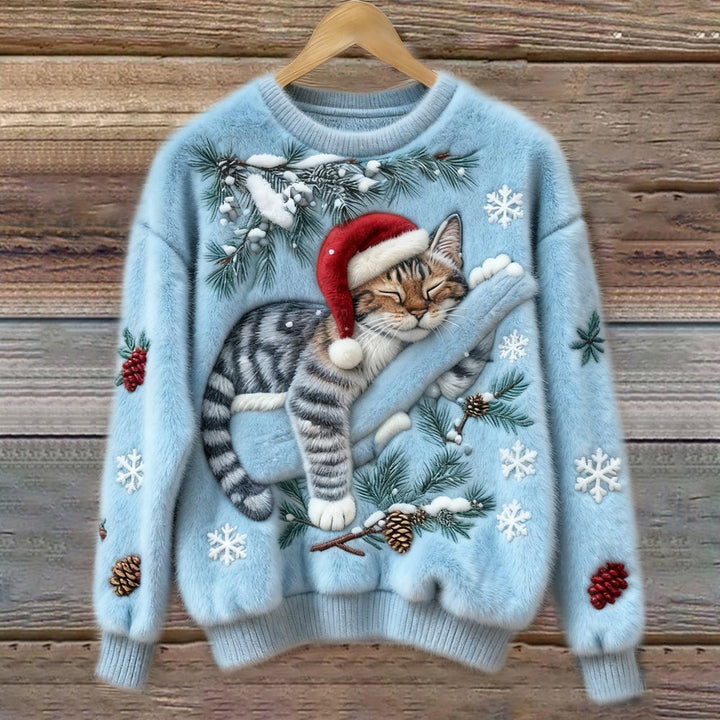 Women’s Sweater | 3D-Effect Kitten Graphic