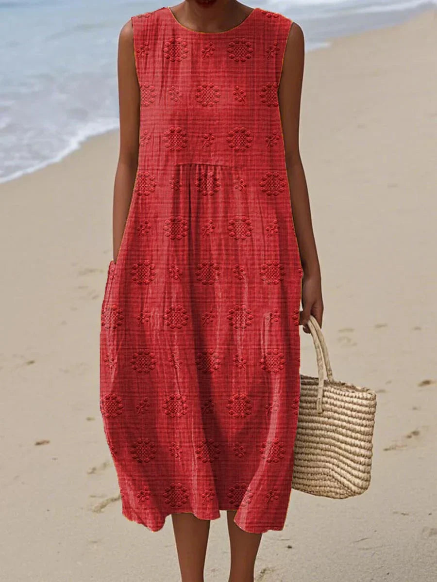Casual Dress For Women | Midi Textured Loose Fit Dress