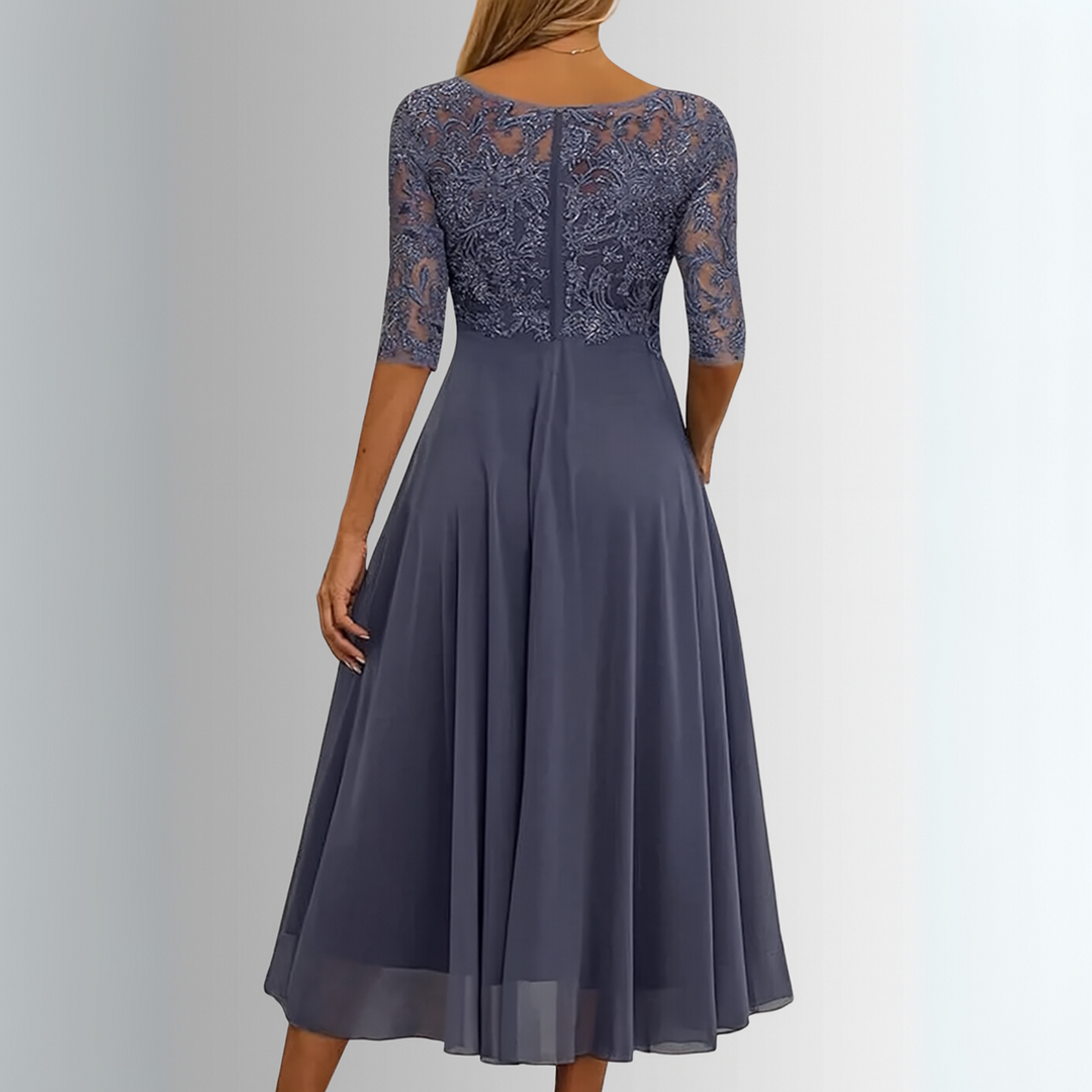 Dress For Women | Lace Bodice Flowy Skirt Midi