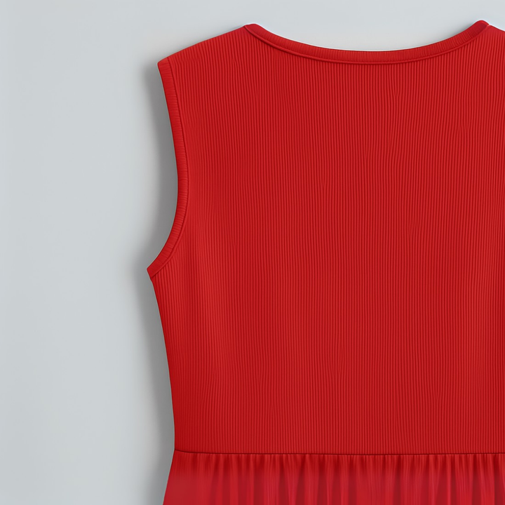 Women's Jumpsuit | V-Neck Sleeveless Pleated Waistband