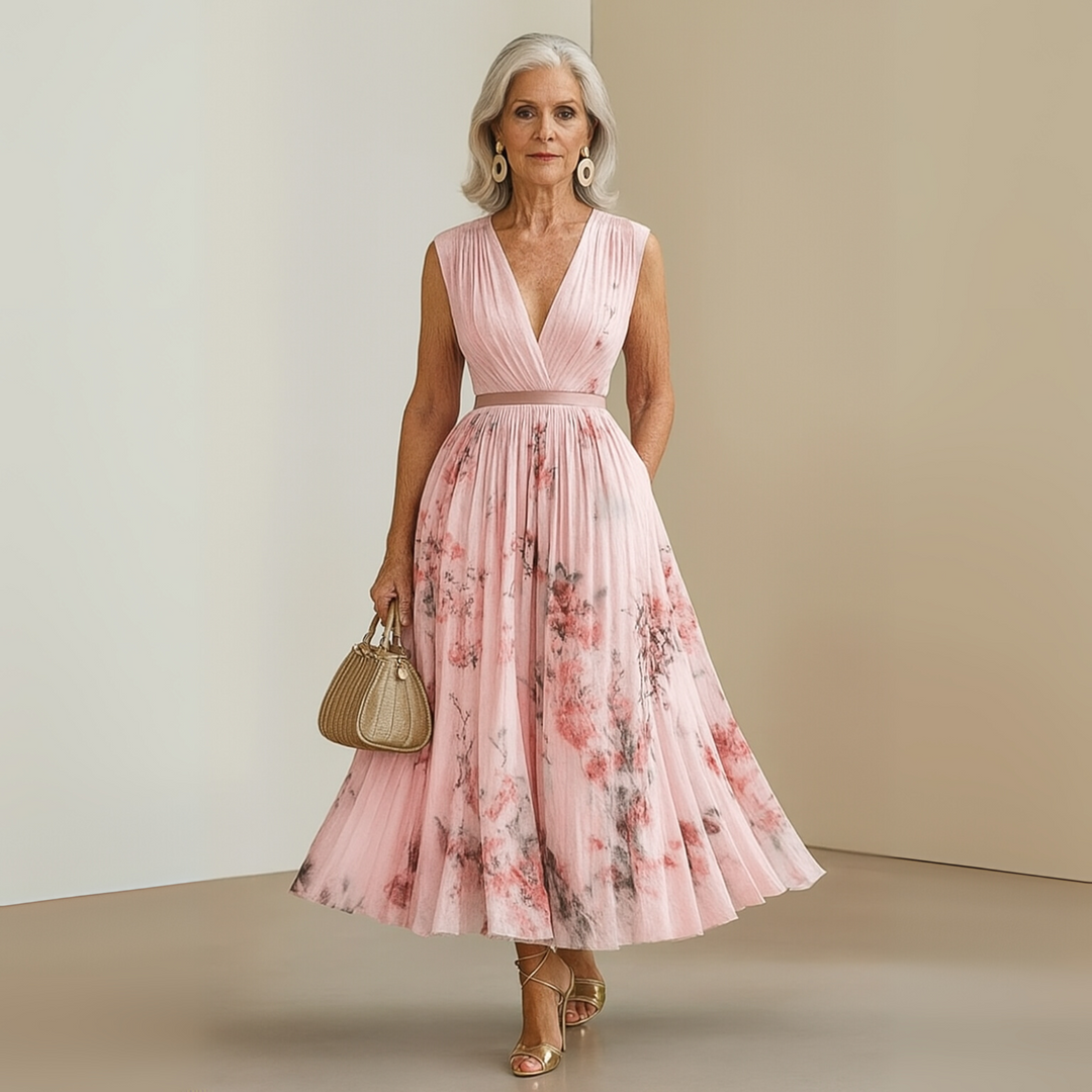 Summer Dress For Women | Midi V-Neck Floral Fit