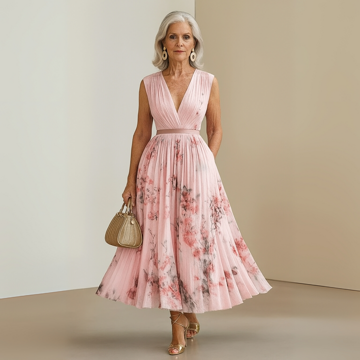 Summer Dress For Women | Midi V-Neck Floral Fit