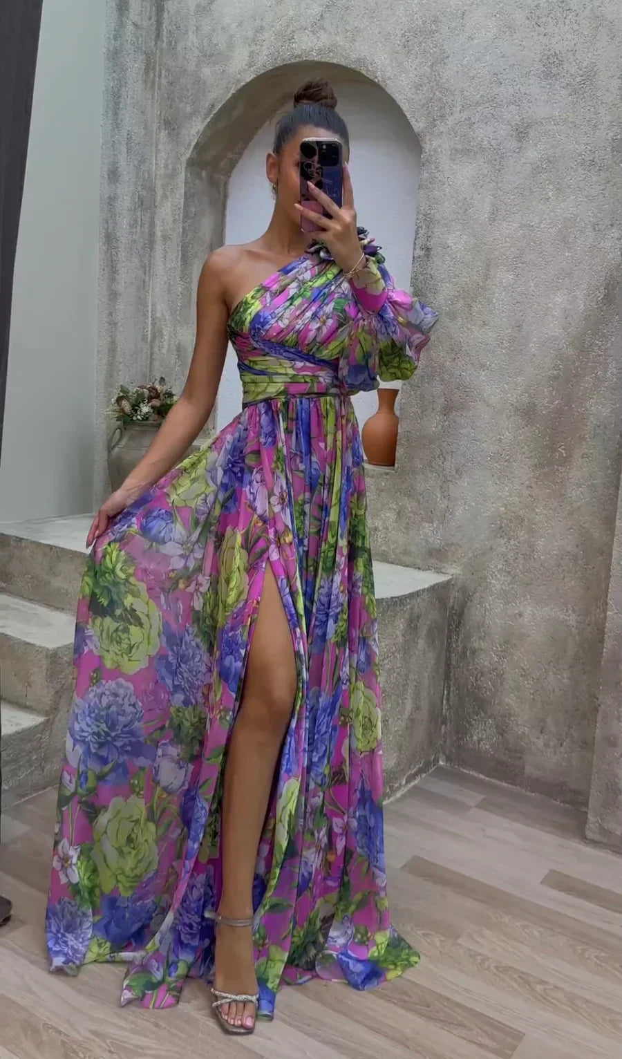 Women's Dress | One-Shoulder Maxi Side Slit