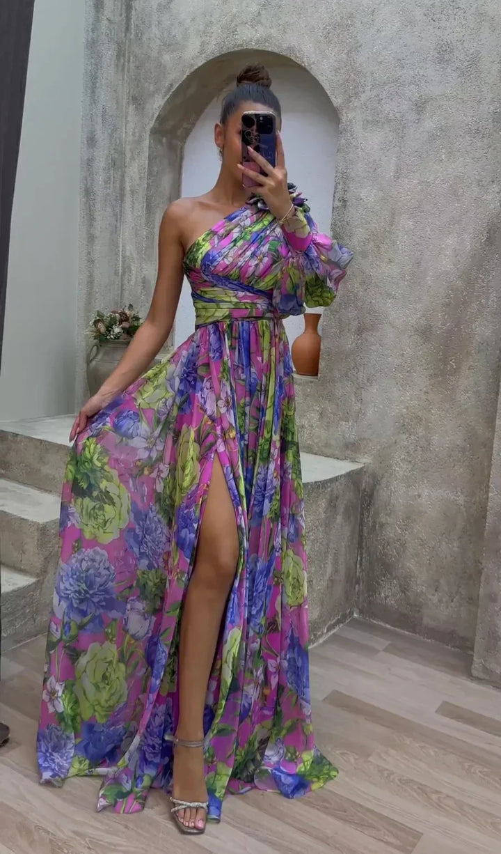 Women's Dress | One-Shoulder Maxi Side Slit