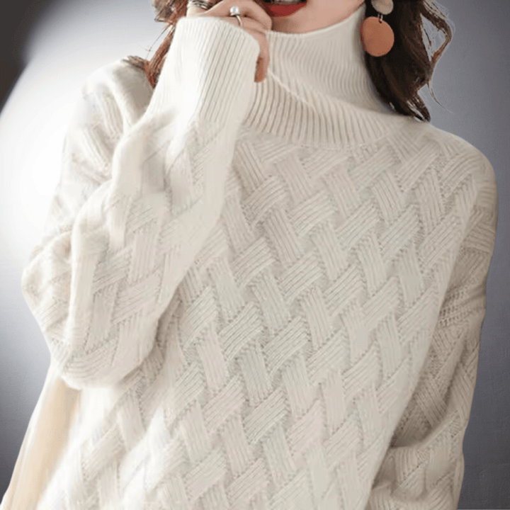 Women's Sweater | Diamond-Weave Turtleneck Design