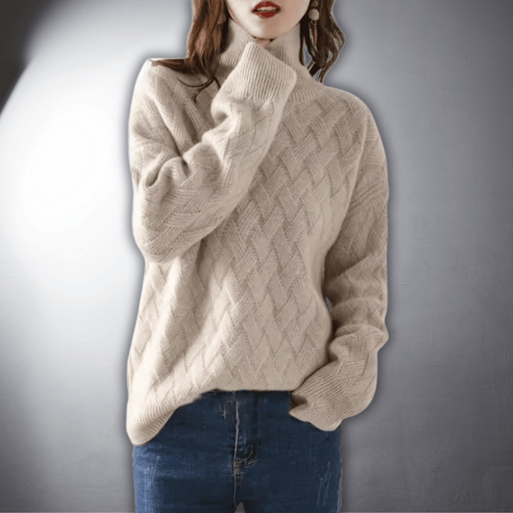 Women's Sweater | Diamond-Weave Turtleneck Design
