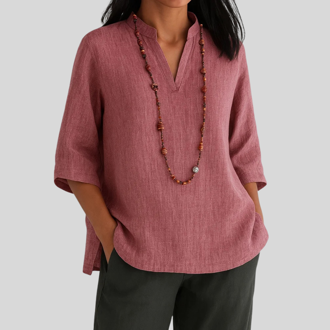 Women’s Blouse | V-Neckline Three-Quarter Sleeve