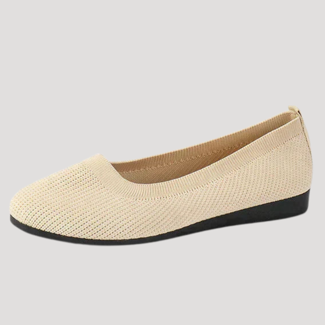 Women's textured knit flat shoes with round toes and low flat soles