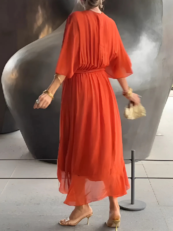 Dress For Women | Wrap Midi V-Neck