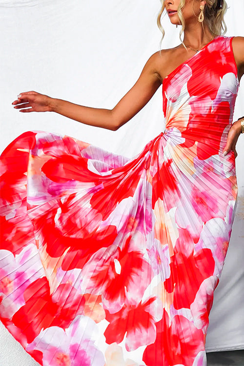 Women's Wedding Guest Maxi Dress | Floral Pleated