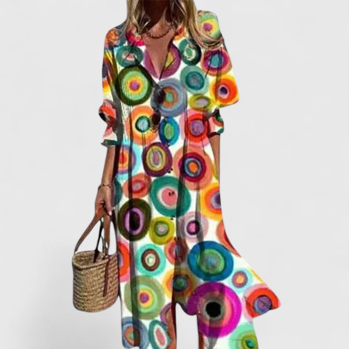 Women's Boho Maxi Dress | Botanical Longsleeve