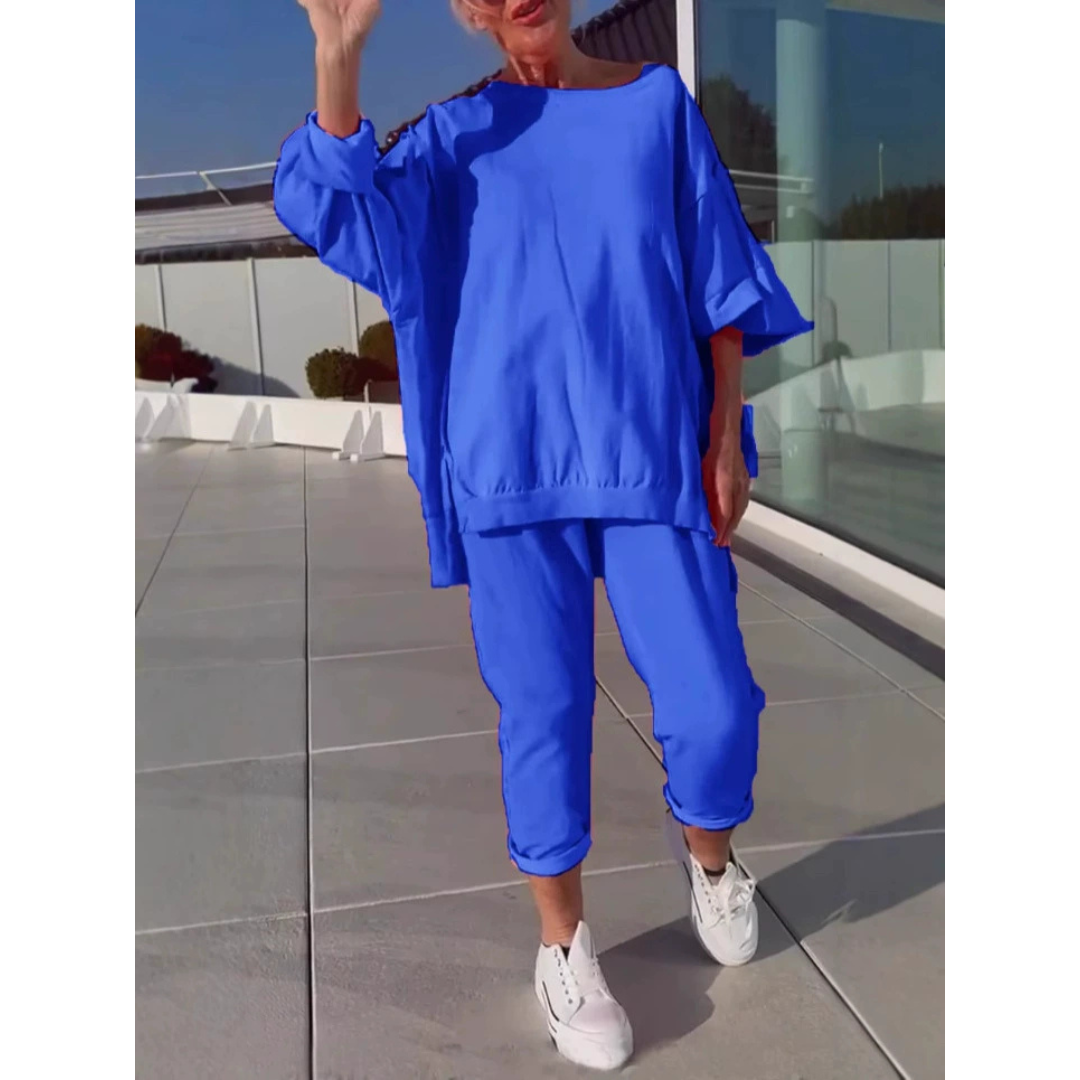 Women’s Lounge Set | Oversized Top & Tapered Pants