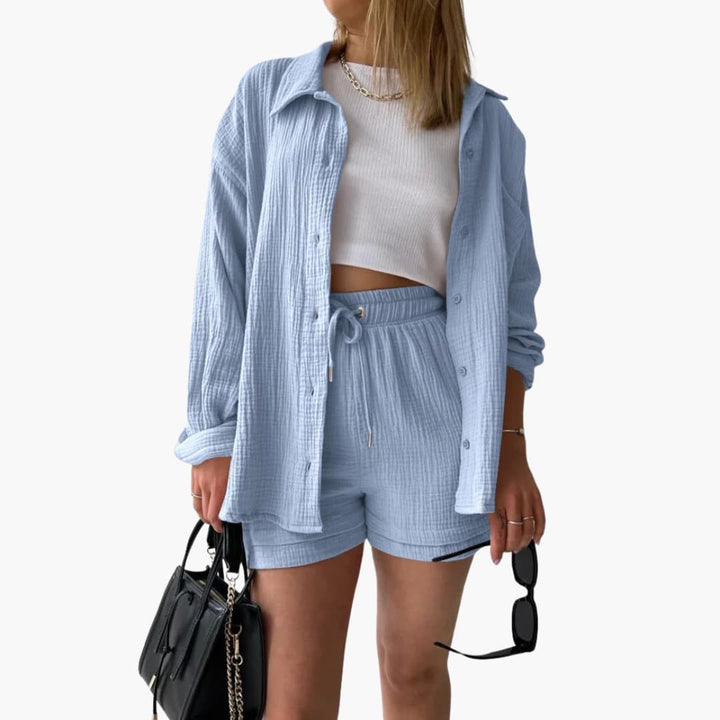 Women’s Outfit Set | Button Crop Shorts