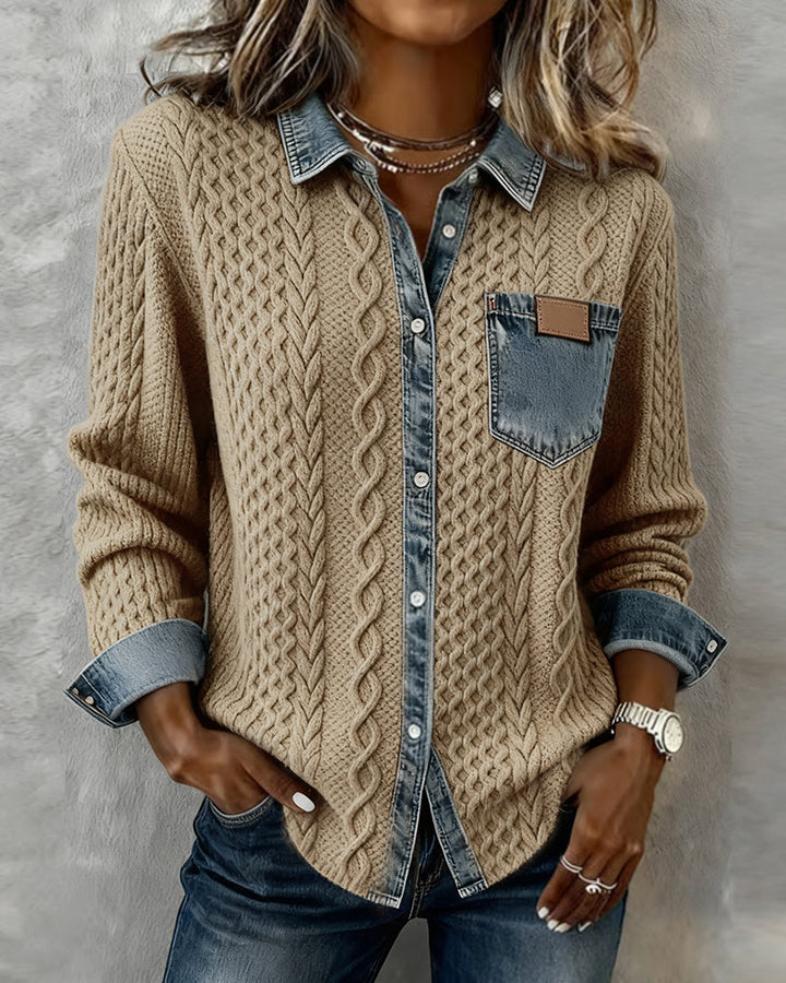 Women’s Blouse | Cable-Knit Long-Sleeve
