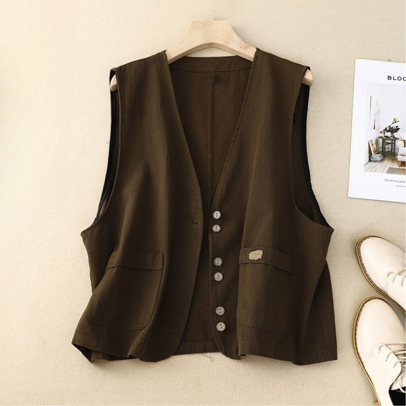 Woman's Vest | Patch Pockets Buttons Down
