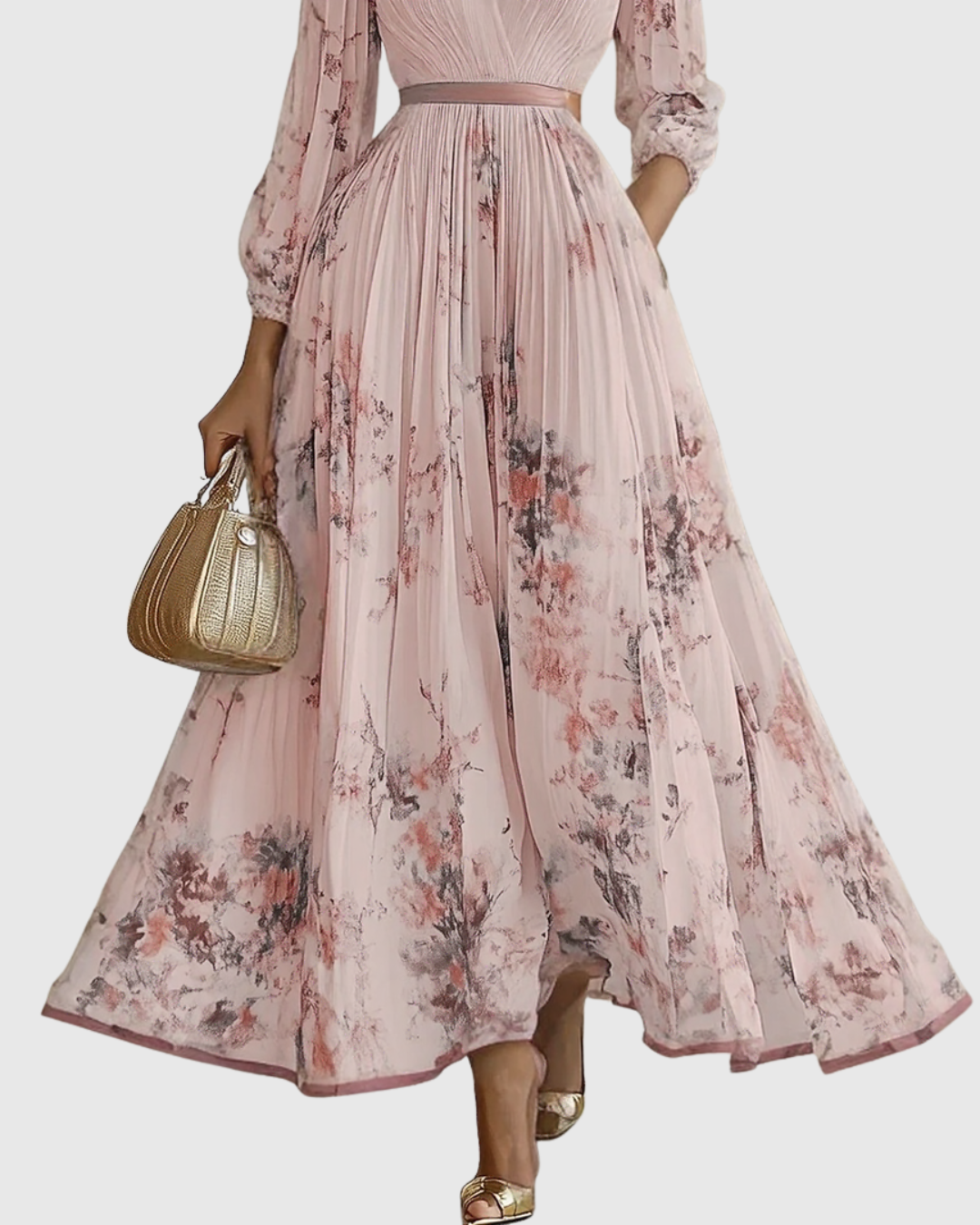 Women's Wedding Guest Midi Dress | Pleat V-Neck