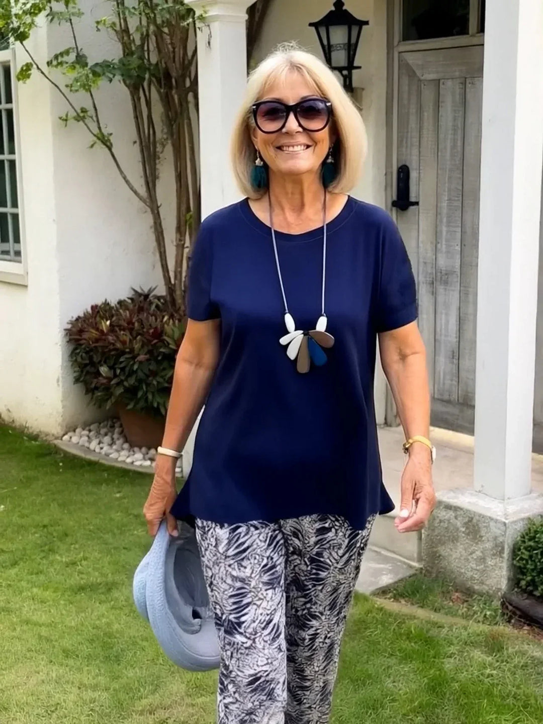 Women's Two-Piece Set | Short-Sleeve Patterned