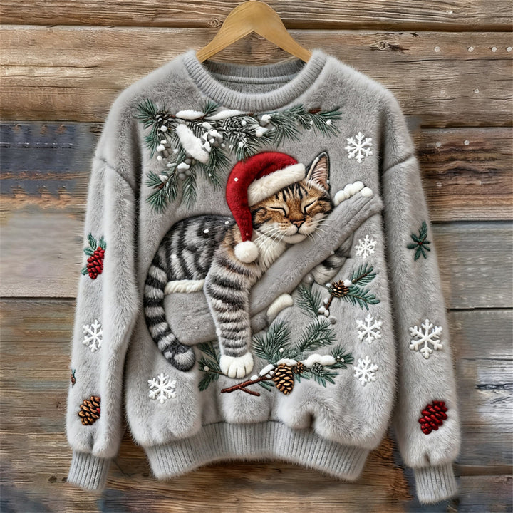 Women’s Sweater | 3D-Effect Kitten Graphic
