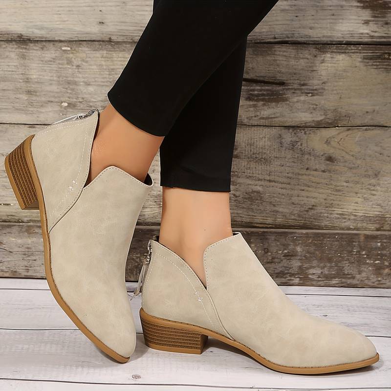 Boots For Women | Pointed Toe Low Ankle Block Heel Style