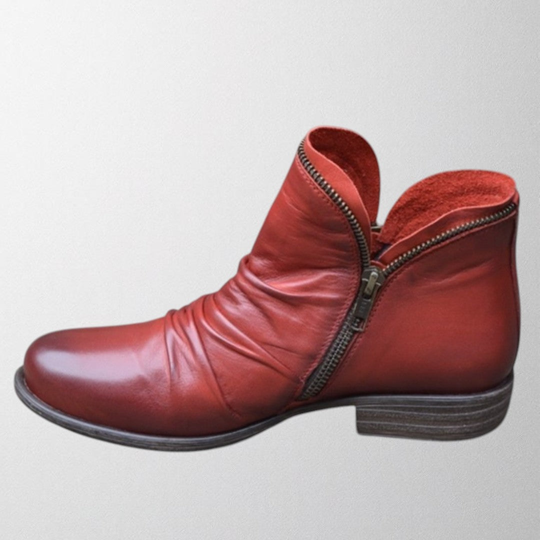 Boots For Women | Rounded Toe Side Zipper Ankle Style