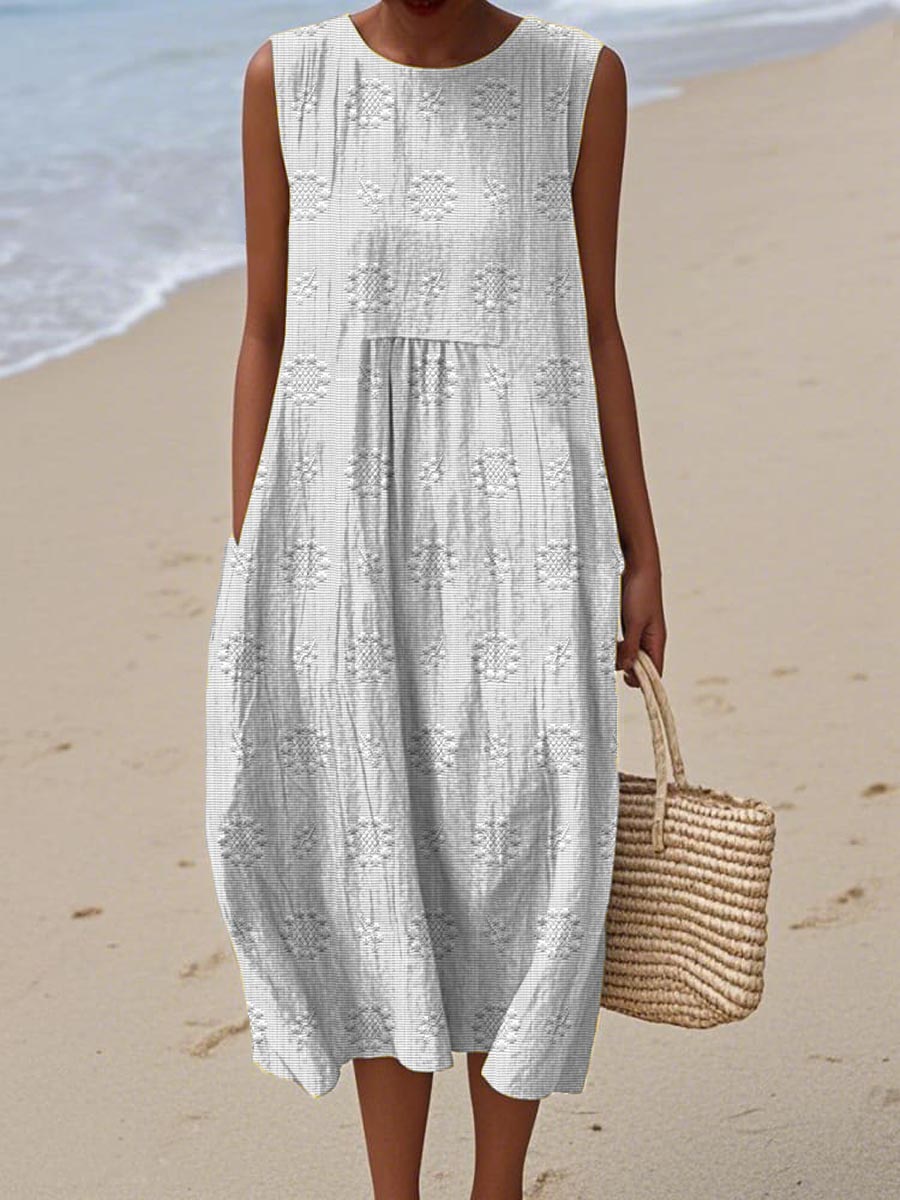 Casual Dress For Women | Midi Textured Loose Fit Dress