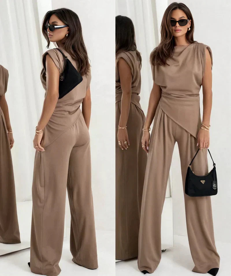 Women's Two-Piece Set | Asymmetrical Straight-Leg