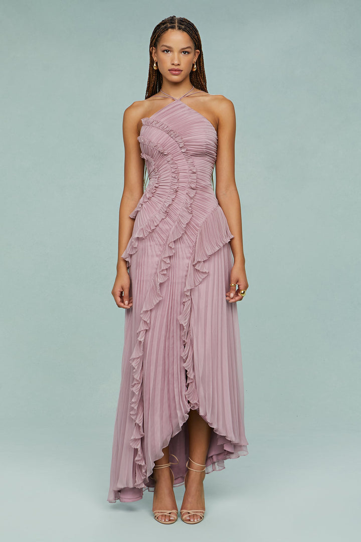 Evening Dress For Women | Maxi Halter Pleated Design