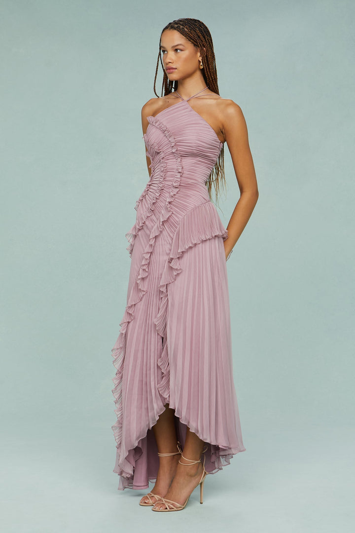 Evening Dress For Women | Maxi Halter Pleated Design