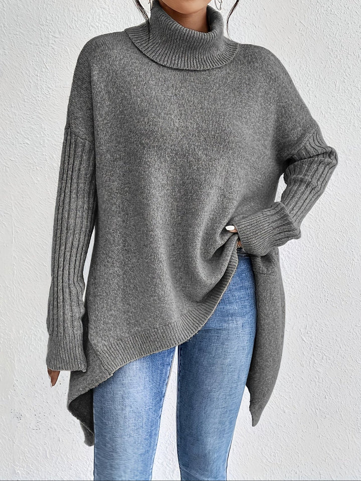 Women's Sweater | Folded Turtleneck Loose Fit