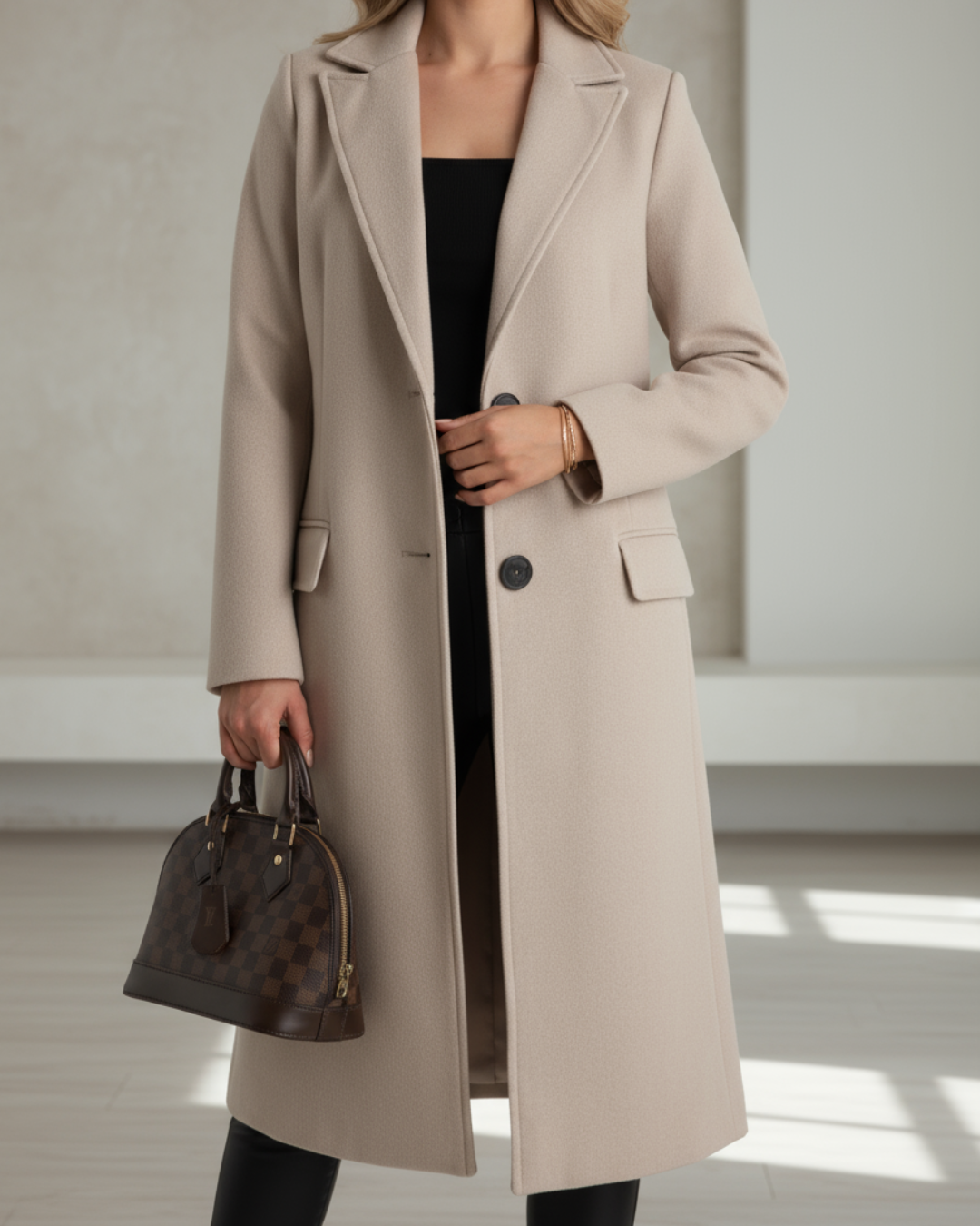 Coat for Women | Long Tailored Lapel Button Front