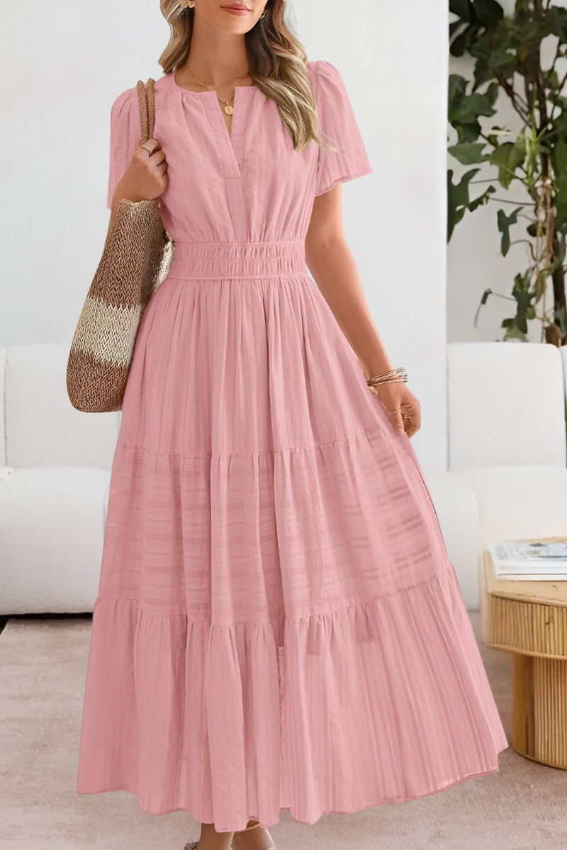 Women's Dress | Short Sleeve Maxi Tiered Skirt