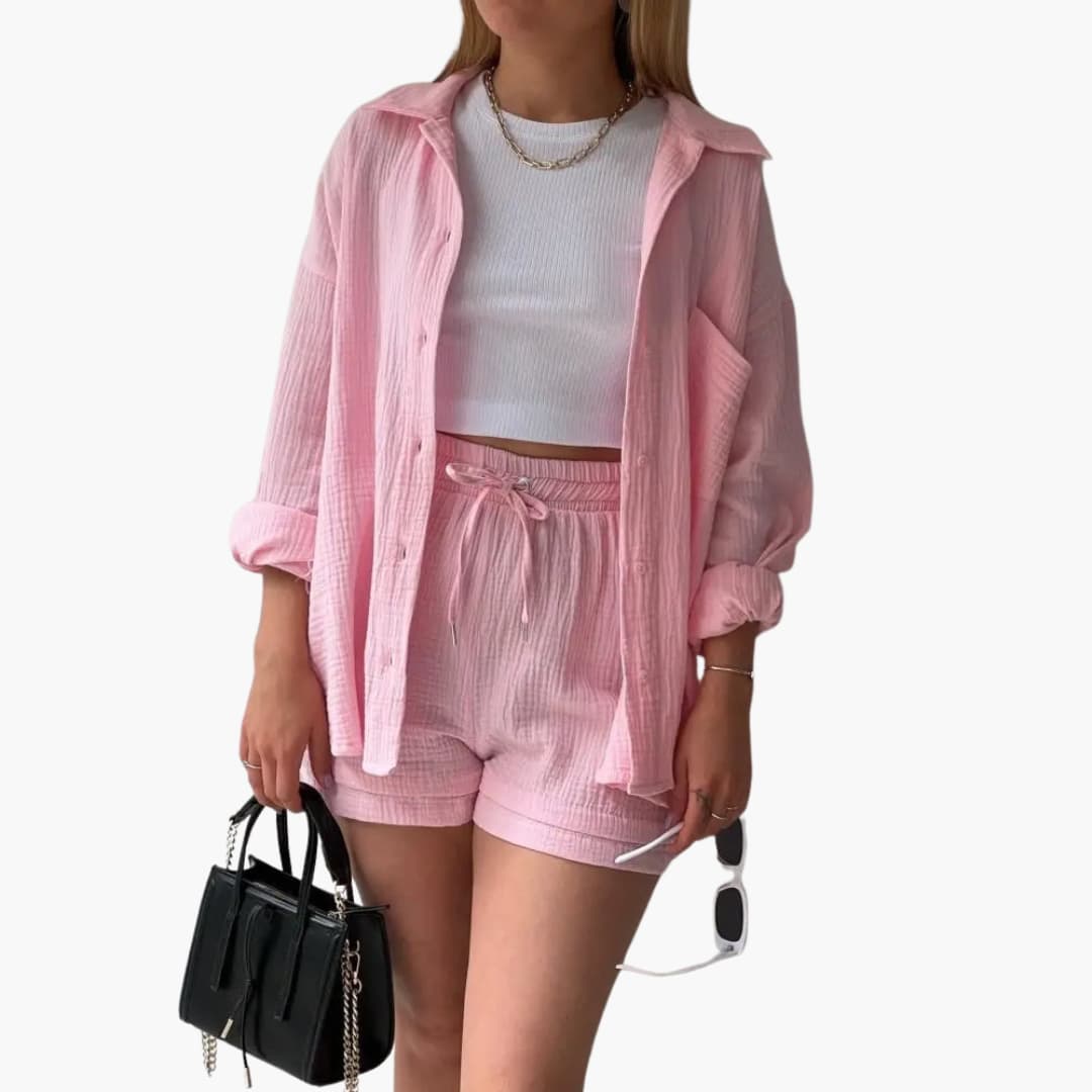 Women’s Outfit Set | Button Crop Shorts